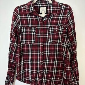 Forever 21 Red and Black Button Down Shirt